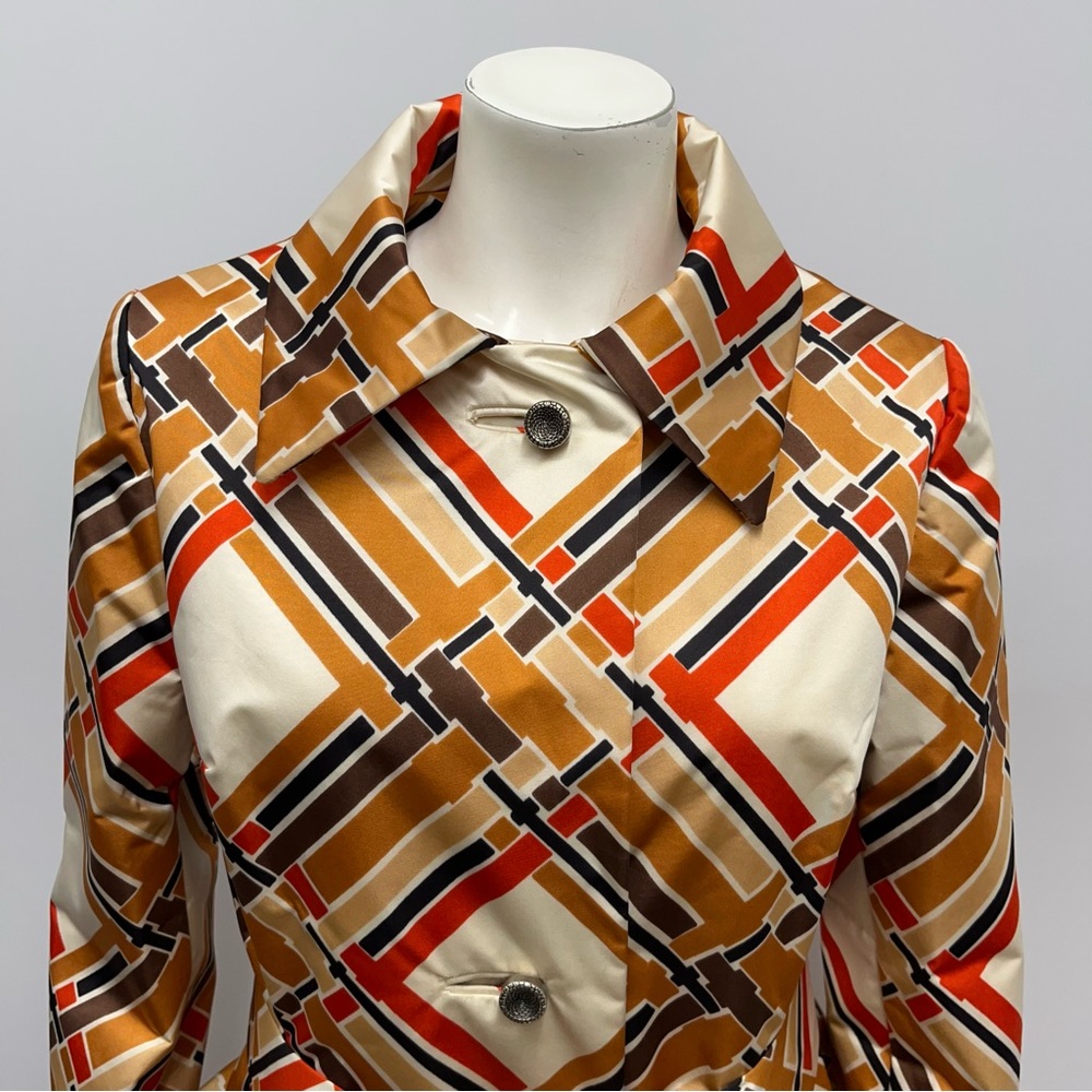 ❤️SOLD❤️ Vintage 1960's Count Romi Coat Neiman Marcus Mod Printed With Belt 6 8 - Picture 6 of 8